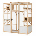 Enclos pour chat 180 x 90 x 180 cm en bois naturel et métal avec plateformes