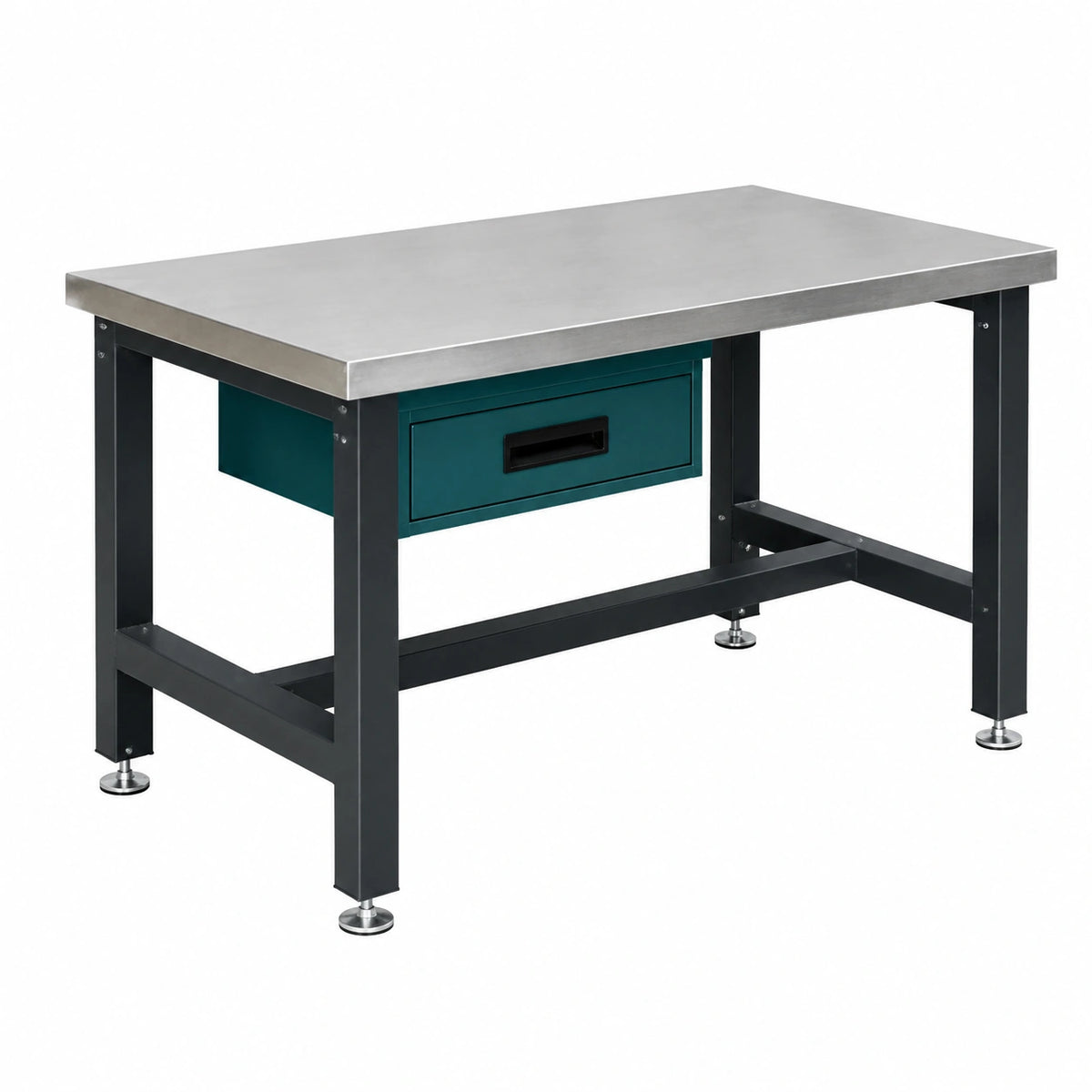 Établi 120 cm en acier gris et noir avec tiroir style industriel