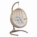 Fauteuil suspendu 105 x 105 x 195 cm en fibre tressée beige avec structure en acier brun style bohème