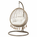 Fauteuil suspendu 105 x 105 x 195 cm en métal et tressage beige style bohème