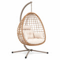 Fauteuil suspendu 105 x 105 x 195 cm en rotin naturel et métal taupe avec support