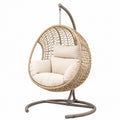 Fauteuil suspendu 105 x 105 x 195 cm en rotin tressé beige avec support métallique style bohème