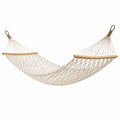 Hamac 270 x 80 cm en corde de coton écru avec barres en bois style bohème