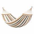 Hamac 200 x 150 cm en coton rayé beige vert pour jardin