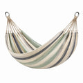 Hamac 200 x 100 cm en coton rayé vert beige gris - suspendu extérieur