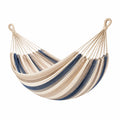 Hamac 200 x 150 cm en coton bleu beige gris - suspendu à rayures pour jardin