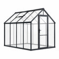 Serre de jardin 190 x 190 x 195 cm en aluminium noir et panneaux transparents avec lucarne