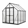 Serre de jardin 190 x 190 x 195 cm aluminium noir panneaux translucides à double porte