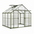 Serre de jardin 190 x 190 x 195 cm en aluminium vert avec panneaux en polycarbonate et lucarne