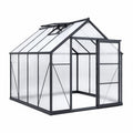 Serre de jardin 190 x 190 x 195 cm en aluminium noir et polycarbonate avec toit ouvrant