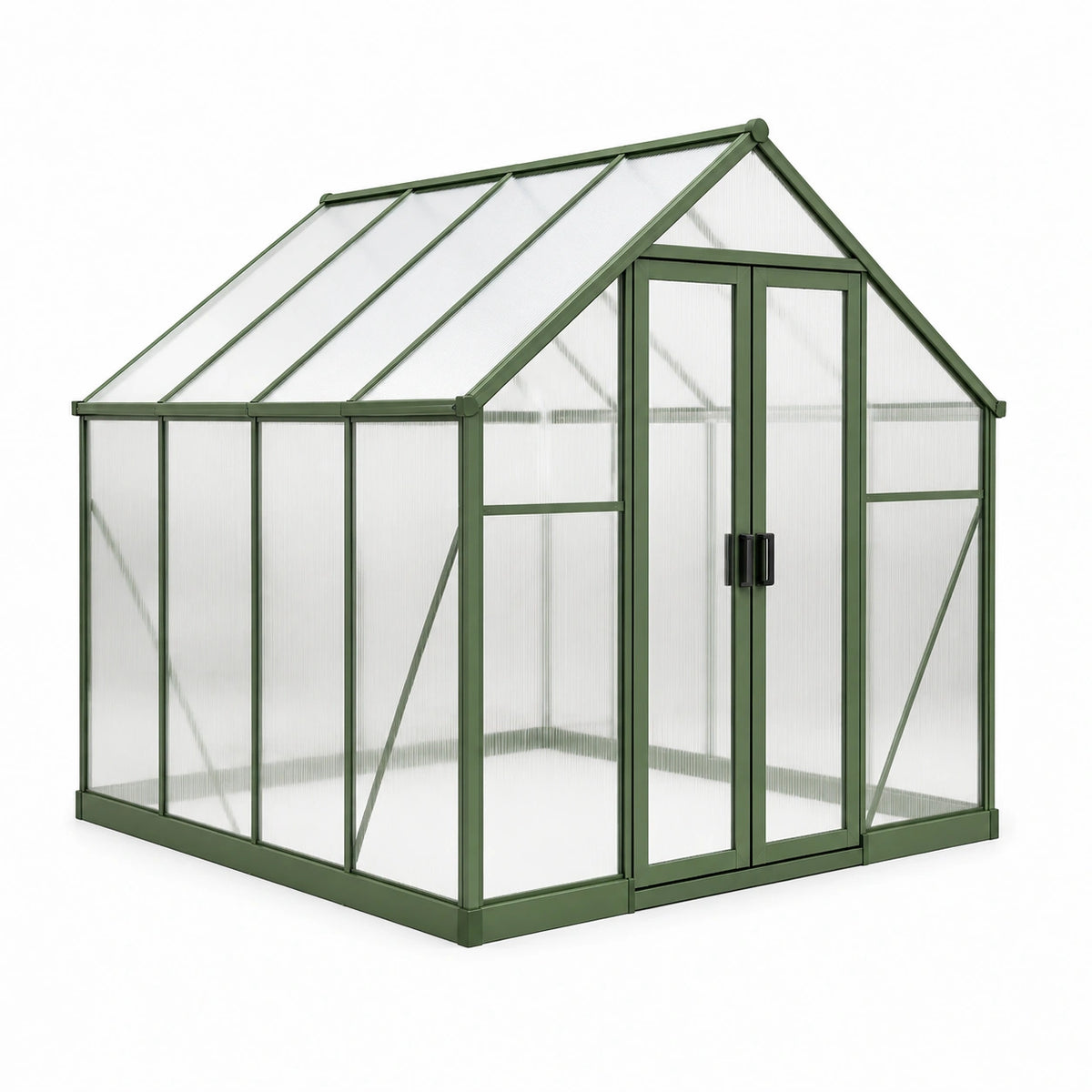 Serre de jardin 190 x 130 x 195 cm en aluminium vert avec panneaux translucides et double porte