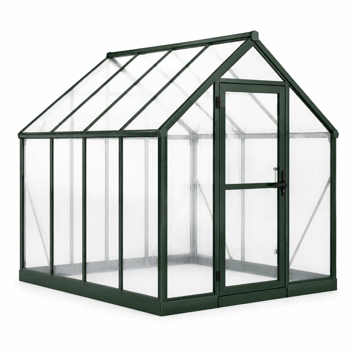 Serre de jardin 190 x 190 x 195 cm aluminium vert avec panneaux transparents porte battante